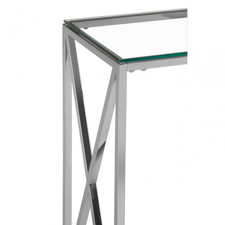 Matayo Silver Cross Design Console Table Silver