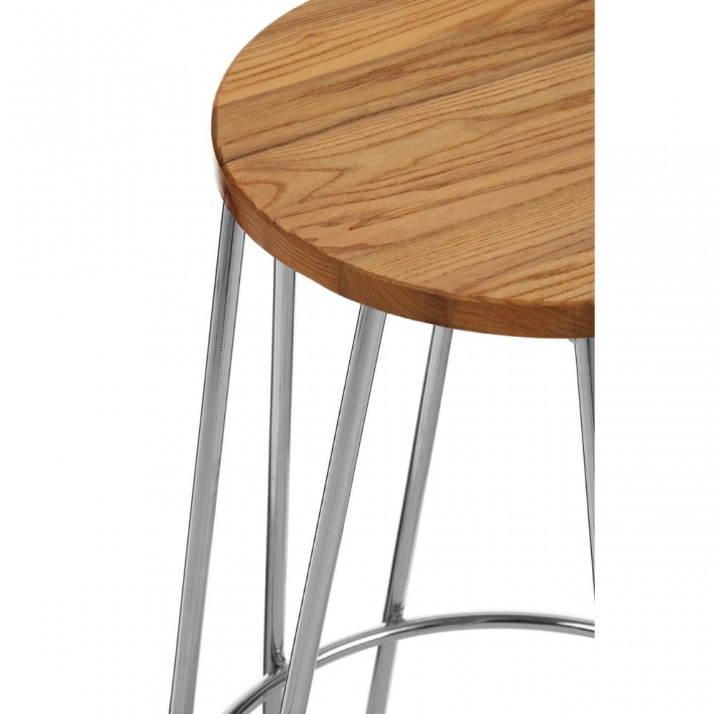 District Chrome Hairpin Stool Brown