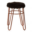 Brock Faux Fur Hairpin Stool Black