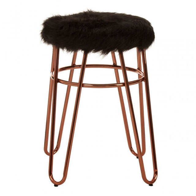 Brock Faux Fur Hairpin Stool Black