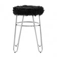 District Black Faux Fur Stool Black