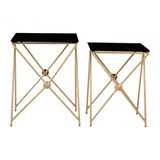 Monroe Gold Finish Side Tables Black