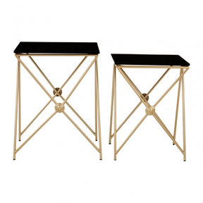 Monroe Gold Finish Side Tables Black
