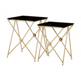 Monroe Gold Finish Side Tables Black