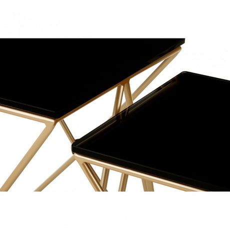 Monroe Gold Finish Side Tables Black