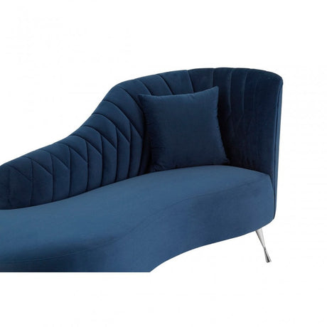Rene Dark Blue Velvet Right Arm Chaise Longue  Blue