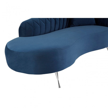 Rene Dark Blue Velvet Right Arm Chaise Longue  Blue