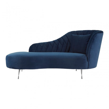 Rene Dark Blue Velvet Right Arm Chaise Longue  Blue