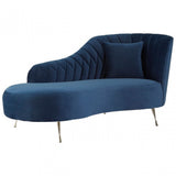 Rene Dark Blue Velvet Right Arm Chaise Longue  Blue