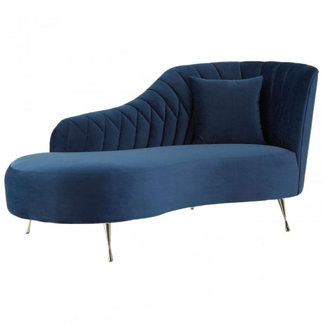 Rene Dark Blue Velvet Right Arm Chaise Longue  Blue