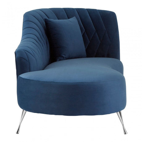 Rene Dark Blue Velvet Right Arm Chaise Longue  Blue