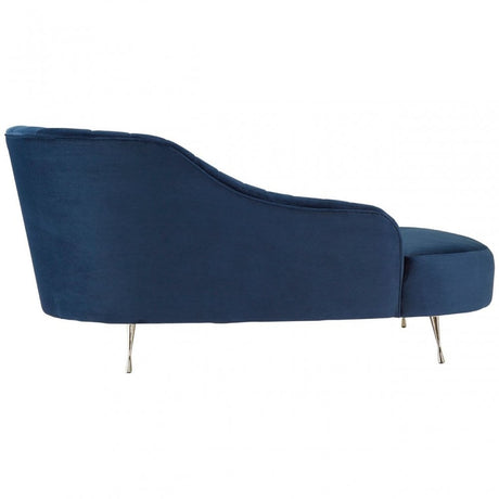Rene Dark Blue Velvet Right Arm Chaise Longue  Blue