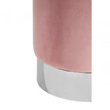 Chiqui Pink Velvet Round Stool Pink