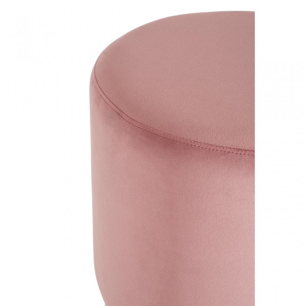 Chiqui Pink Velvet Round Stool Pink