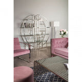 Chiqui Pink Velvet Round Stool Pink