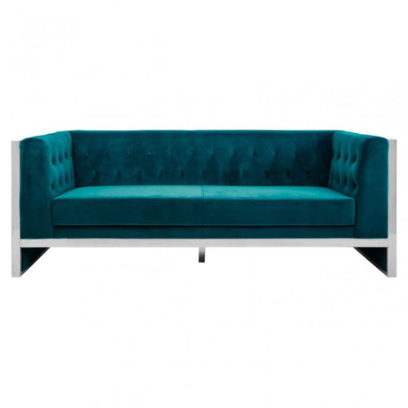 Chiqui 3 Seat Teal Velvet Sofa Teal