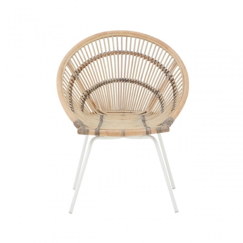 Lagom White Iron Washed Rattan Chair  Natural
