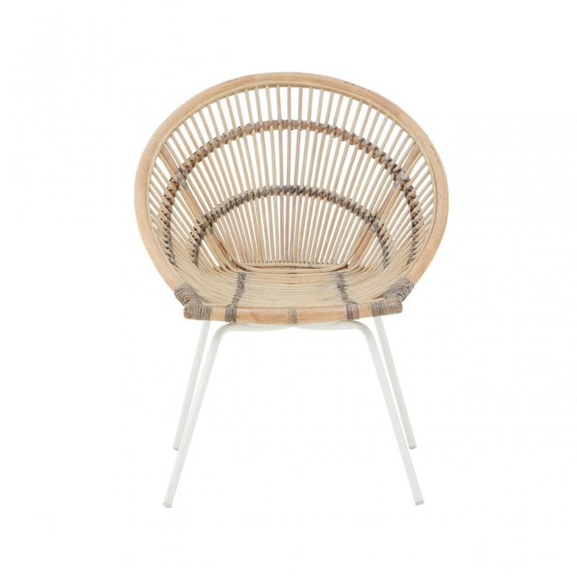 Lagom White Iron Washed Rattan Chair  Natural