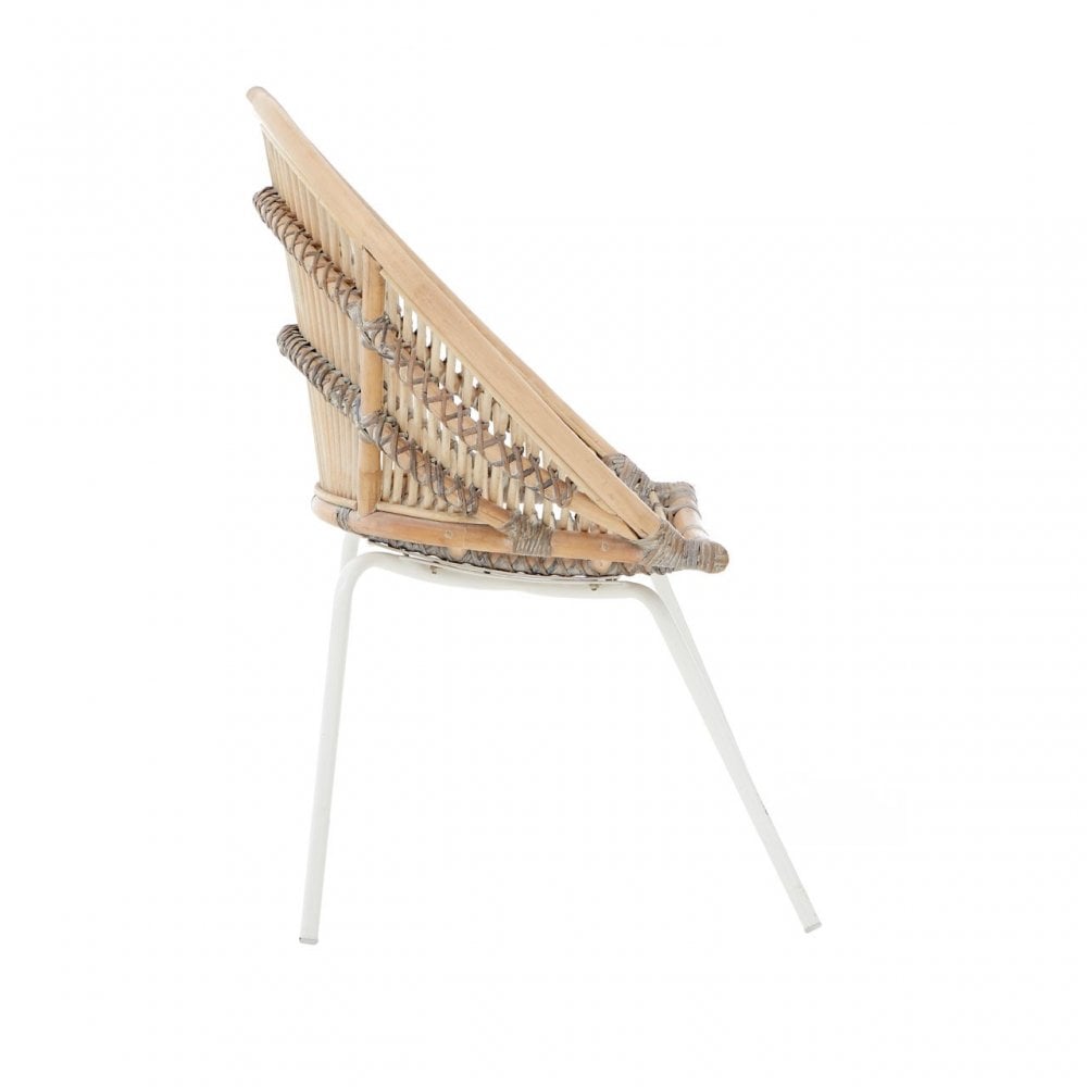Lagom White Iron Washed Rattan Chair  Natural