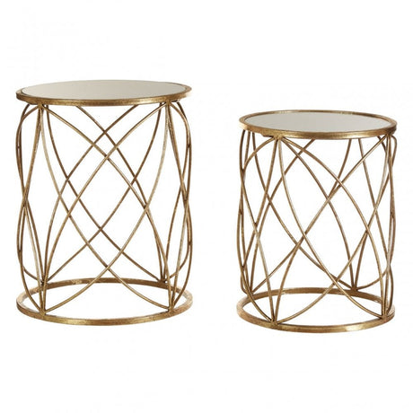Calias Distressed Gold Metal Side Tables Gold