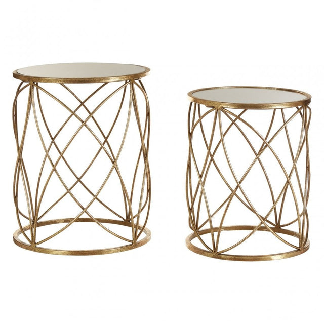 Calias Distressed Gold Metal Side Tables Gold
