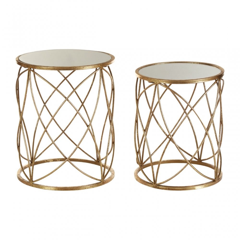 Calias Distressed Gold Metal Side Tables Gold