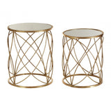 Calias Distressed Gold Metal Side Tables Gold