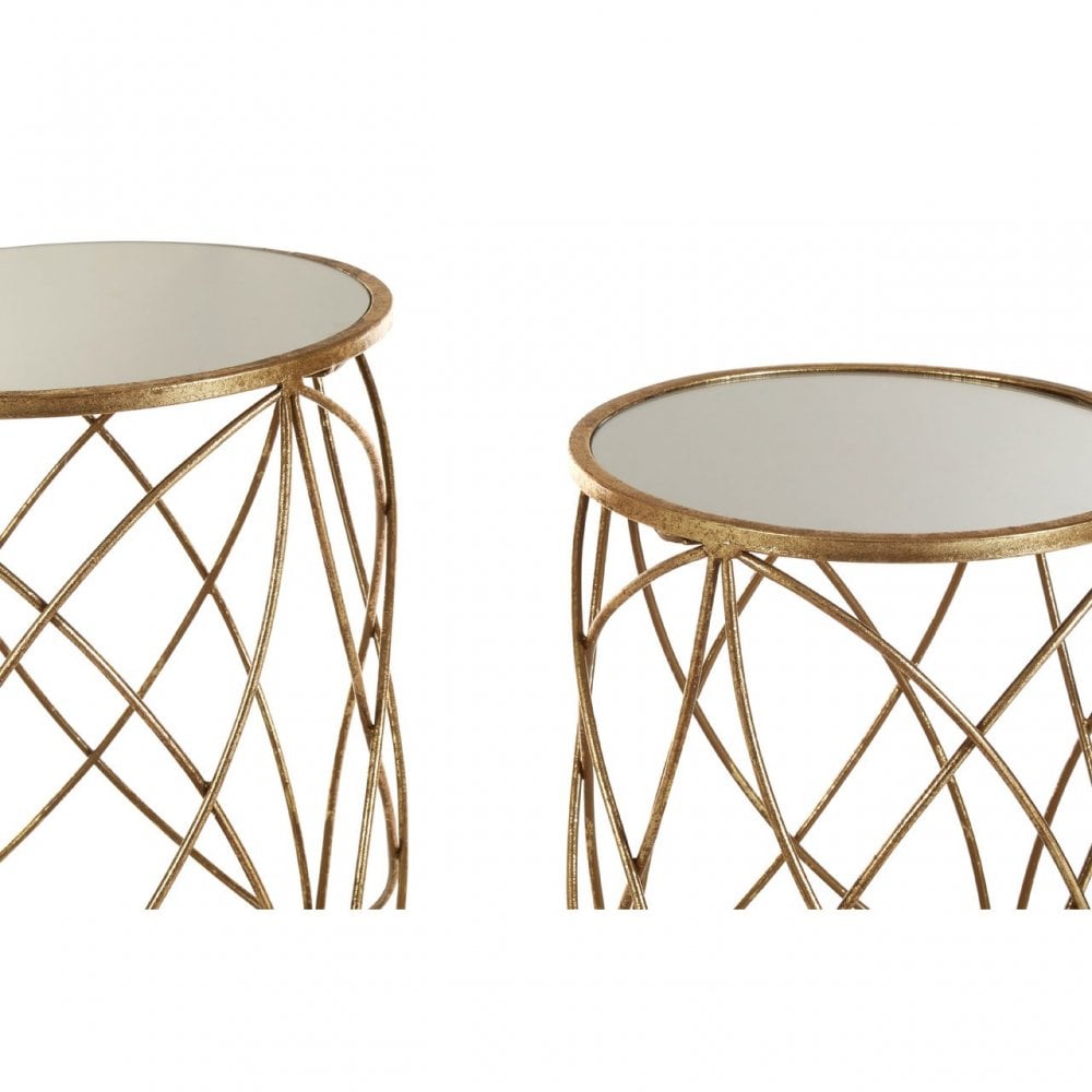 Calias Distressed Gold Metal Side Tables Gold
