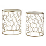 Calias Honeycomb Side Tables - Set of 2 Gold