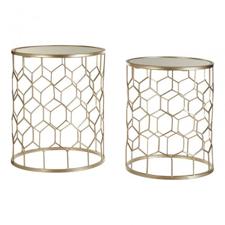 Calias Honeycomb Side Tables - Set of 2 Gold
