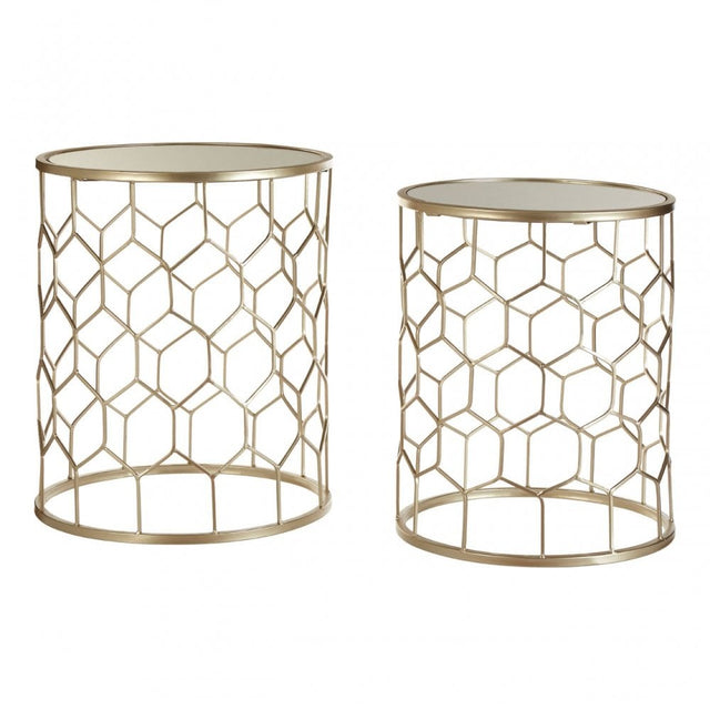 Calias Honeycomb Side Tables - Set of 2 Gold