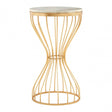 Hamish White Marble Pinched Base Iron Table  Gold