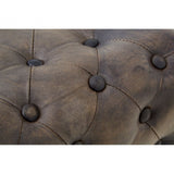 Longhorn Longhorn Buffalo Antique Blue Leather Buttoned Stool  Blue