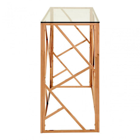 Matayo Rose Gold Geometric Console Table Rose Gold