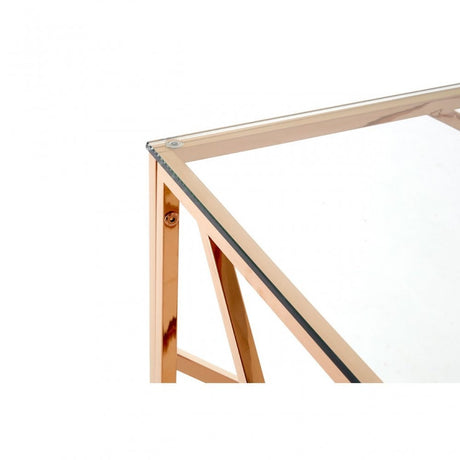 Matayo Rose Gold Geometric Console Table Rose Gold