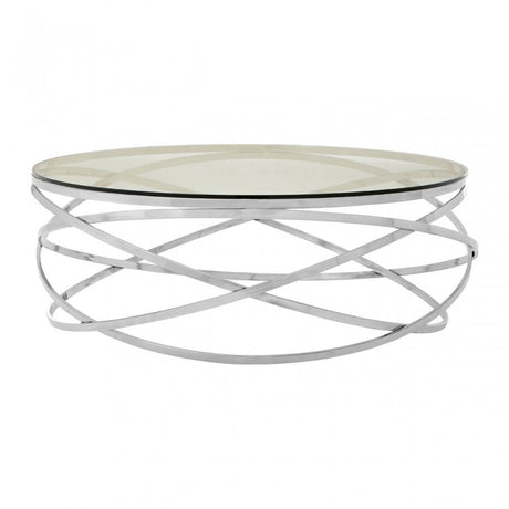 Matayo Round Silver Swirl Base Coffee Table Silver