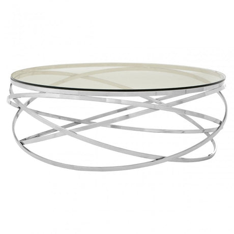 Matayo Round Silver Swirl Base Coffee Table Silver