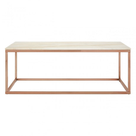 Matayo Rectangular White Marble Coffee Table Gold
