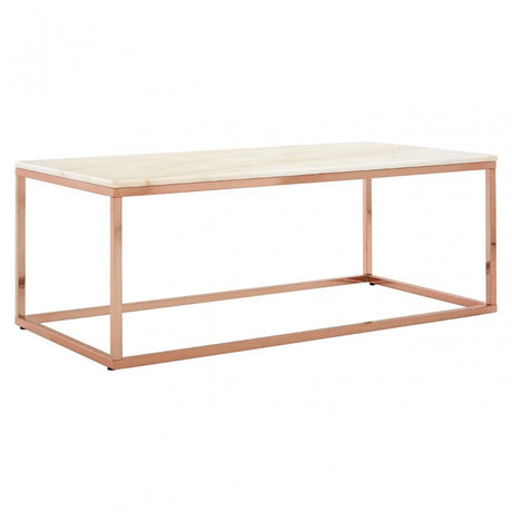 Matayo Rectangular White Marble Coffee Table Gold