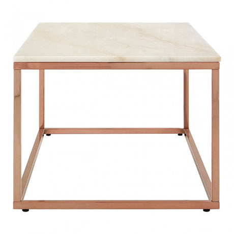 Matayo Rectangular White Marble Coffee Table Gold