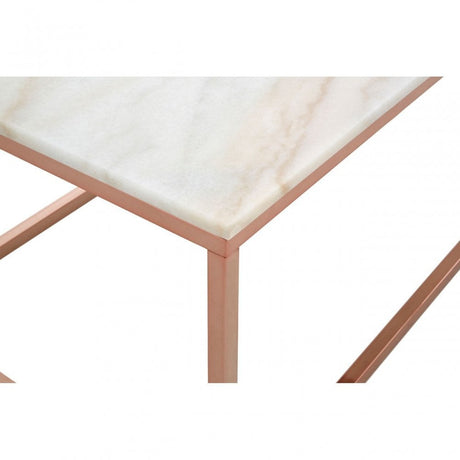 Matayo Rectangular White Marble Coffee Table Gold
