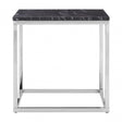 Matayo Square Black / White Marble End Table Silver