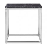 Matayo Square Black / White Marble End Table Silver