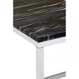 Matayo Square Black / White Marble End Table Silver