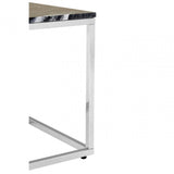 Matayo Square Black / White Marble End Table Silver