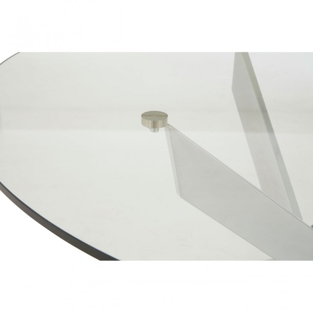 Matayo Intersected Chrome Round Dining Table Silver
