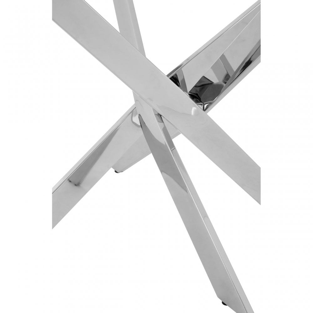 Matayo Intersected Chrome Round Dining Table Silver