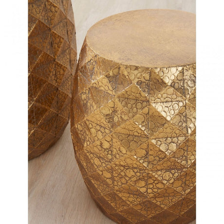 Reza Multi-Faceted Drum Stools Gold