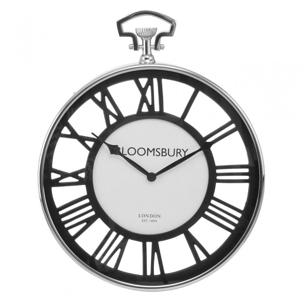 Geoi Nickel Finish Pocket Style Wall Clock Black