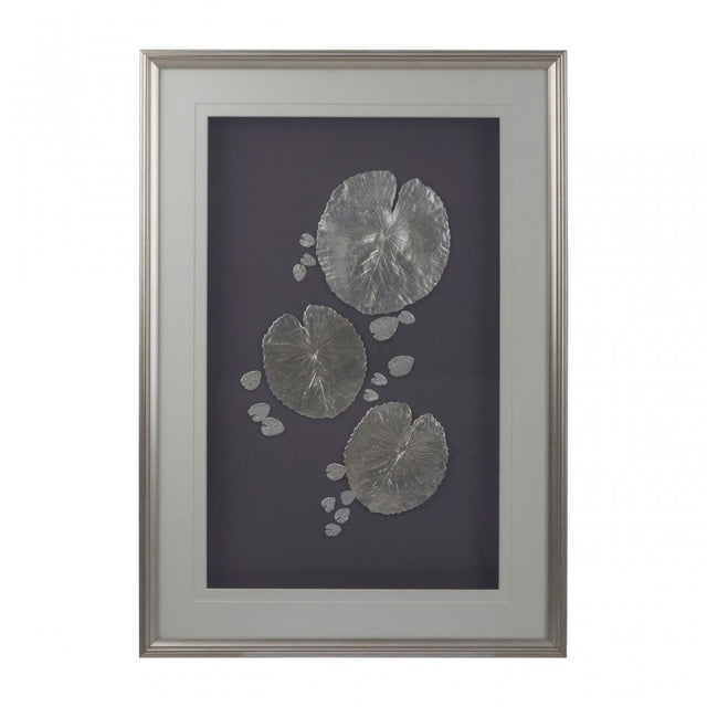 Silver Leaf Design Framed Wall Art Silver
